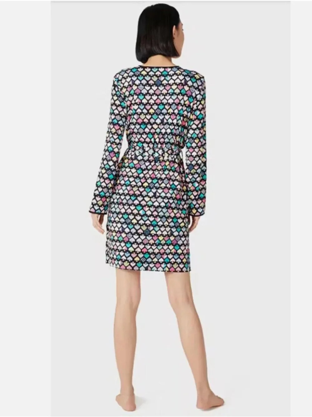 Kate Spade Graffiti Spades Short Robe Multicolor Wrap Lounge Robe M
